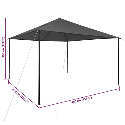 Large Foldable Anthracite Steel Gazebo, 13.1 x 13.1 ft Square Canopy Tent for Outdoor Gatherings, Patio, Garden, and Events Lawn Structures
