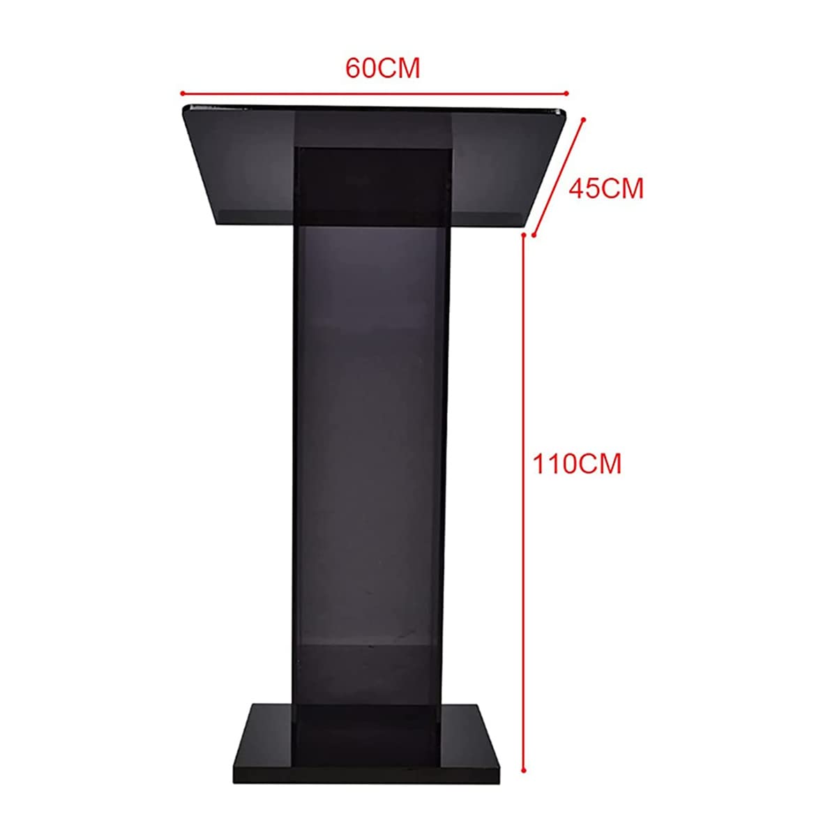 saditesdk Podium, Media Podium Table Black Transparent Acrylic Podium for Pulpit, Church, Award Ceremony, Party Stage Heavy Duty