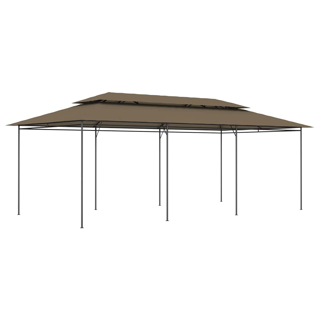 Taupe Gazebo, 236.2x106.3 Inch Outdoor Canopy Tent with Tubular Steel Frame, UV Resistant Polyester Fabric, Foldable Patio Shelter for Garden, Beach, BBQ Outdoor Structures