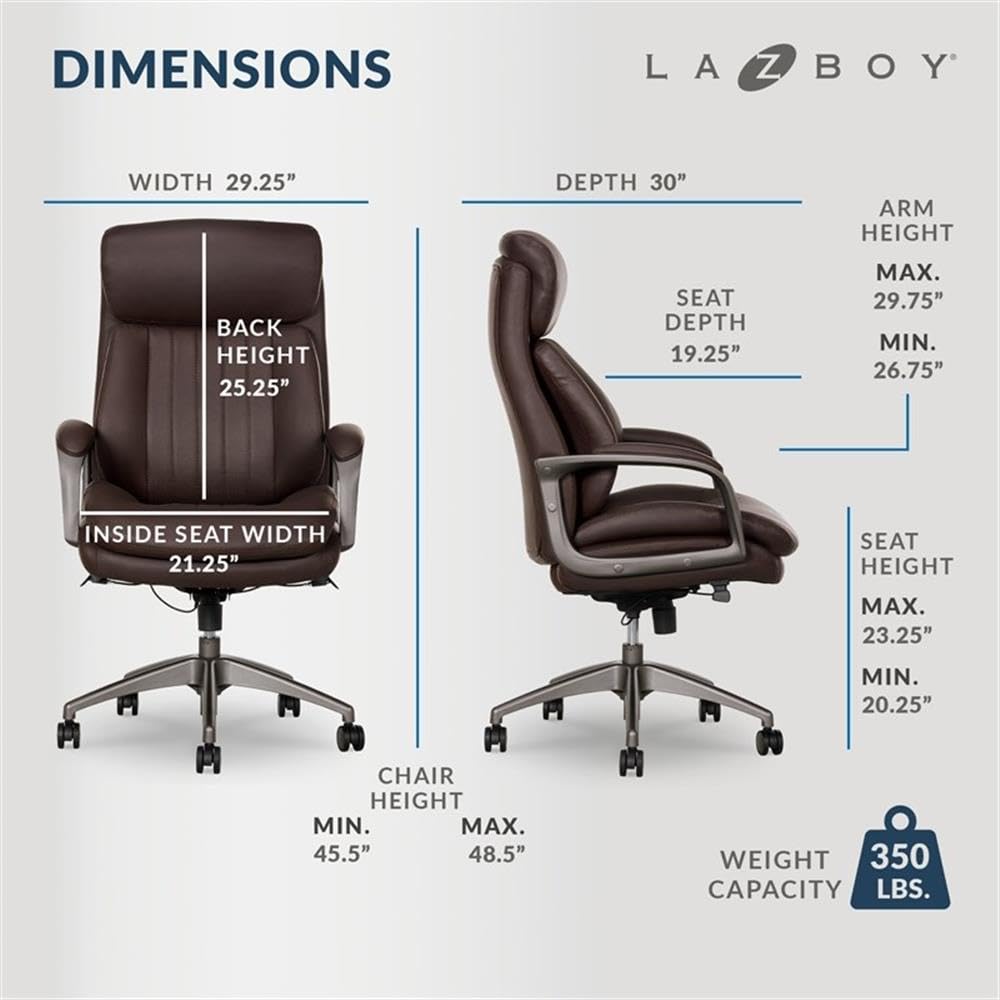 Pemberly Row Modern Faux Leather Executive Office Chair in Brown