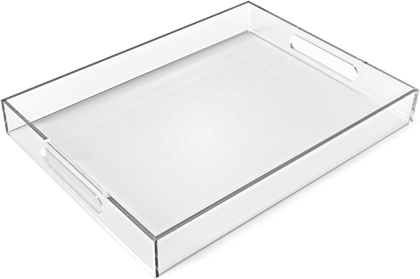 12"x16" Acrylic Serving Tray with Handles, Spill Proof Clear Decorative Tray, Lucite Tray for Coffee Table, Vanity
