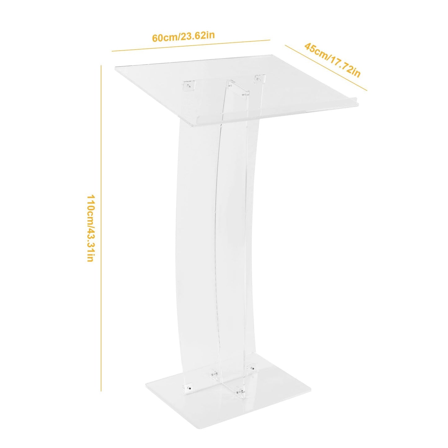 Generic 43.31 Inch Acrylic Clear Conference Presentation Pulpit Transparent Churches Lecterns Presentation Podiums for Classroom/Wedding/Conference/Lecture/Concert