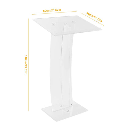 43.31 Inch Acrylic Clear Stand Up Church Pulpit Transparent Churches Lecterns Portable Hostess Stand for Classroom/Wedding/Conference/Lecture/Concert