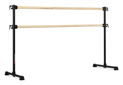 VITA Barre Portable Freestanding Double Ballet Barre, Professional, 7 Ft Bars, Black, Wood | Adjustable Height, Made in USA, Home or Gym Exercise Equipment for Kids & Adults | Dance, Fitness, Pilates
