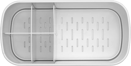 Brabantia Renew Bathroom Caddy (White), Compartments for Toothbrushes, Soap, Nonslip Base with Drainage Holes