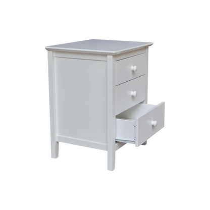 International Concepts Solid Wood Bedroom Nightstand with 3 Drawers in White