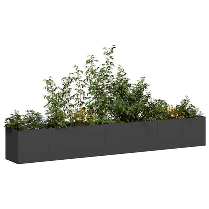 Favemtsl Large Rectangular Raised Planter Box 110.2 x 15.7 x 15.7 in Cold-Rolled Steel Matte Black Outdoor Raised Garden Bed Open Bottom for Balcony Patio Flowers Veggies