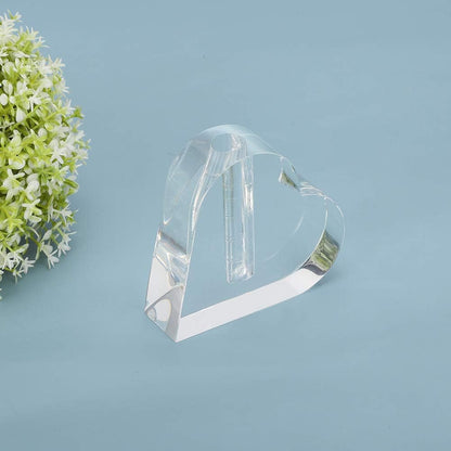 24k Rose Display Stand - Heart-Shaped Stand for Single Real Roses or Artificial Flower Base, Transparent Shelf Support