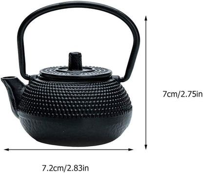 YARDWE Vintage Cast Iron Tea Pot, Small Teapot with Infuser for Loose Tea (Black, 2.83X2.75X1.69in)