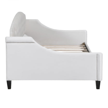 Merax Twin Size Modern Luxury Tufted Button Daybed, Upholstered Twin Daybed Frame, Sofa Bed for Bedroom, Living Room, Twin, Beige
