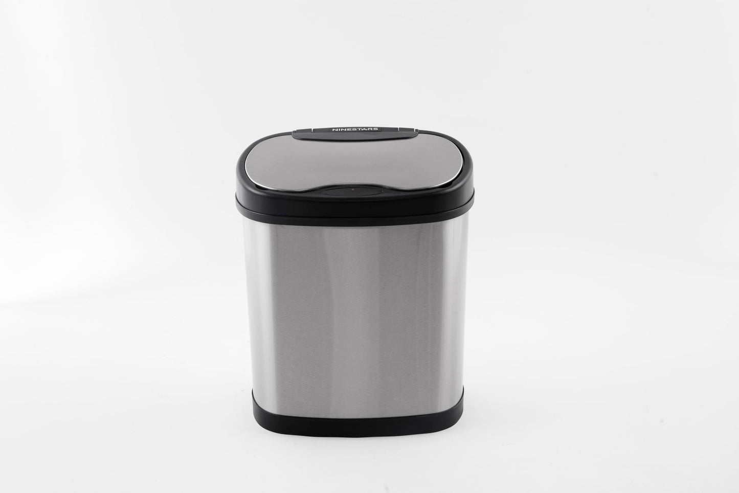 Ninestars Two-Piece Automatic Trash Can Combo Set, 13 Gal (50L) & 3 Gal (12L) Touchless Motion Sensor Garbage Cans with Odor-Sealing Lids, Matching Oval Stainless Steel, Black Trim