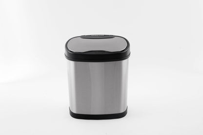Ninestars Two-Piece Automatic Trash Can Combo Set, 13 Gal (50L) & 3 Gal (12L) Touchless Motion Sensor Garbage Cans with Odor-Sealing Lids, Matching Oval Stainless Steel, Black Trim