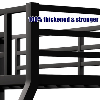 AOOMEEC Higher Quality & Stronger Metal Twin XL Over Queen Bunk Bed, Thickened Heavy Duty More Stable Safer Black Steel Bunkbed Bunk Queen Bed (Easier to Assemble) (Twin XL Over Queen)