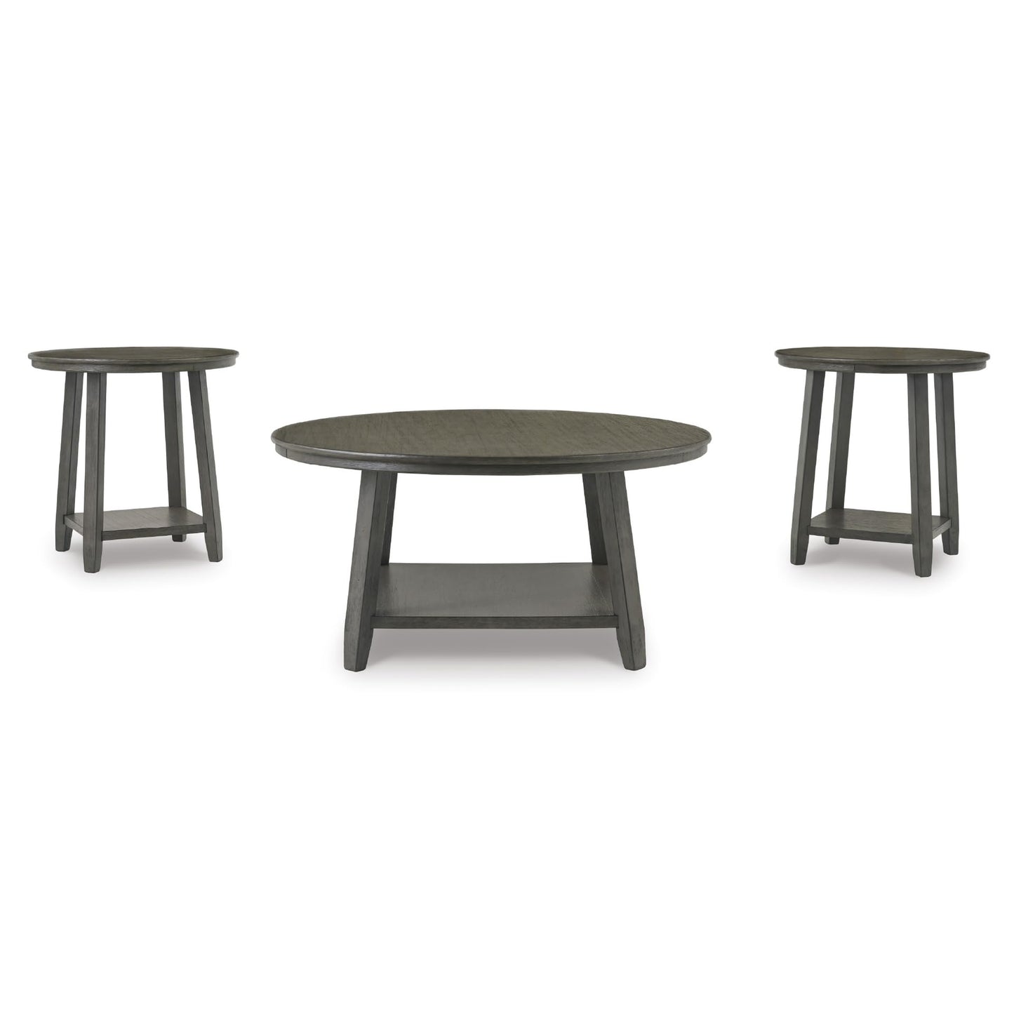 Signature Design by Ashley Caitbrook Neutral 3 Piece Table Set with Coffee & 2 End Tables, Grayish Brown