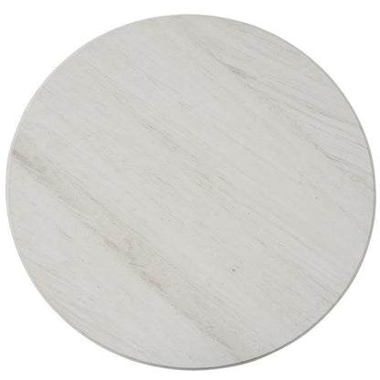 Pemberly Row Contemporary Dining Set, 54" Round Table, Oak Veneer, Stone Top, Natural Finish, Includes 4 Barrel Chairs, Neutral Upholstery, Modern Style, Perfect for Kitchen or Dining Room Spaces