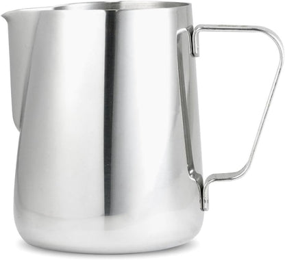 Barista Basics 20 Oz Silver Stainless Steel Milk Frother Pitcher - Steaming Pitcher for Latte Art