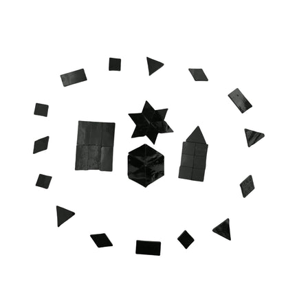 4 Shapes Mixed Glass Mosaic Tiles,Square+Diamond+Triangle+Rectangle 220 PCS Stained Glass Mosaic Pieces for Handmade Art Crafts and Home Decoration (Black)