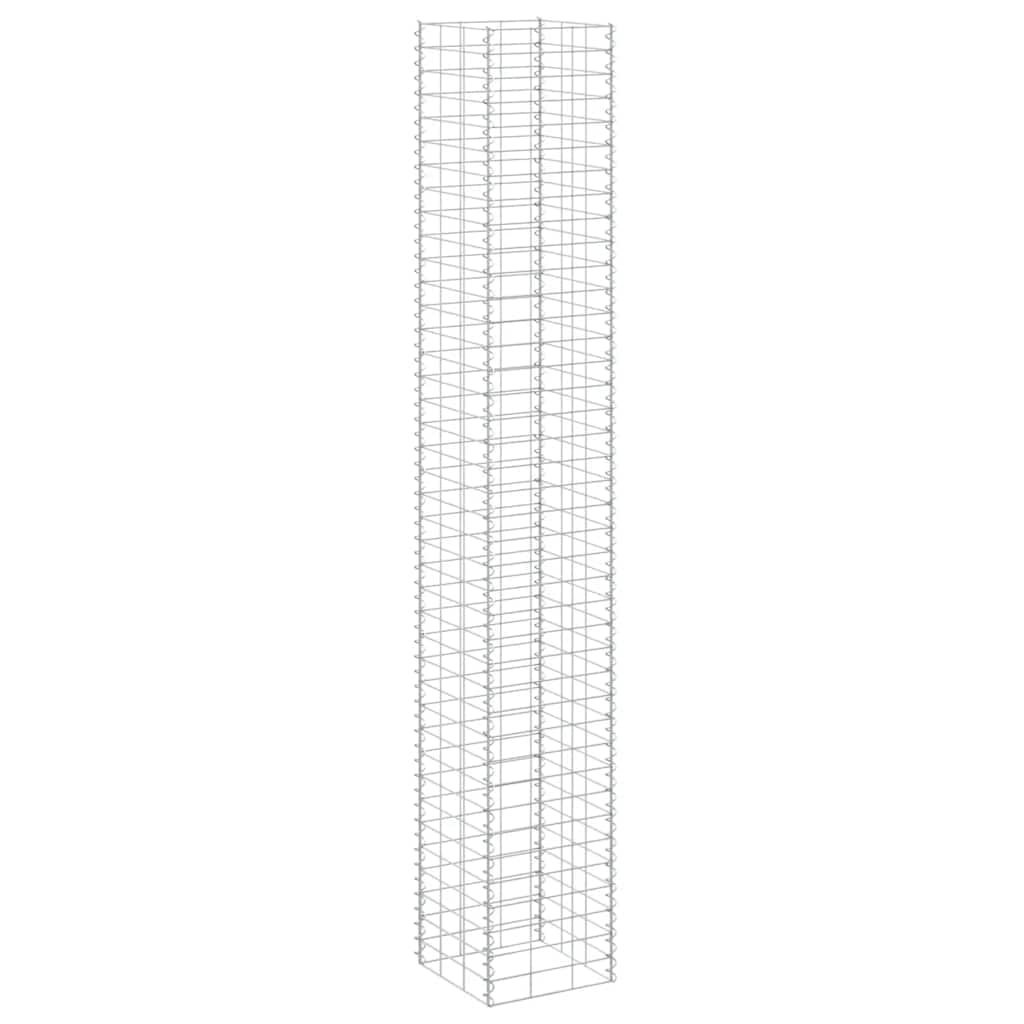 Foknhdi 3-Pack Large Silver Gabion Raised Garden Bed 78.7 in Tall Rust-Proof Iron Planter Box for Outdoor Patio, Balcony & Courtyard