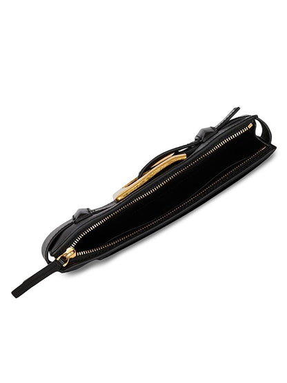 Balmain, Anthem Buckle-Detailed Leather Pouch, Noir