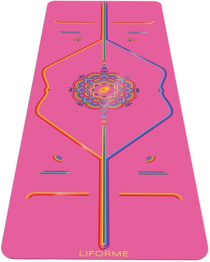 Liforme Travel Yoga mat – Patented Alignment System, Warrior-Like Grip, Non-Slip, Eco-Friendly, Ultra-Lightweight and Sweat Resistant, Made with Natural Rubber