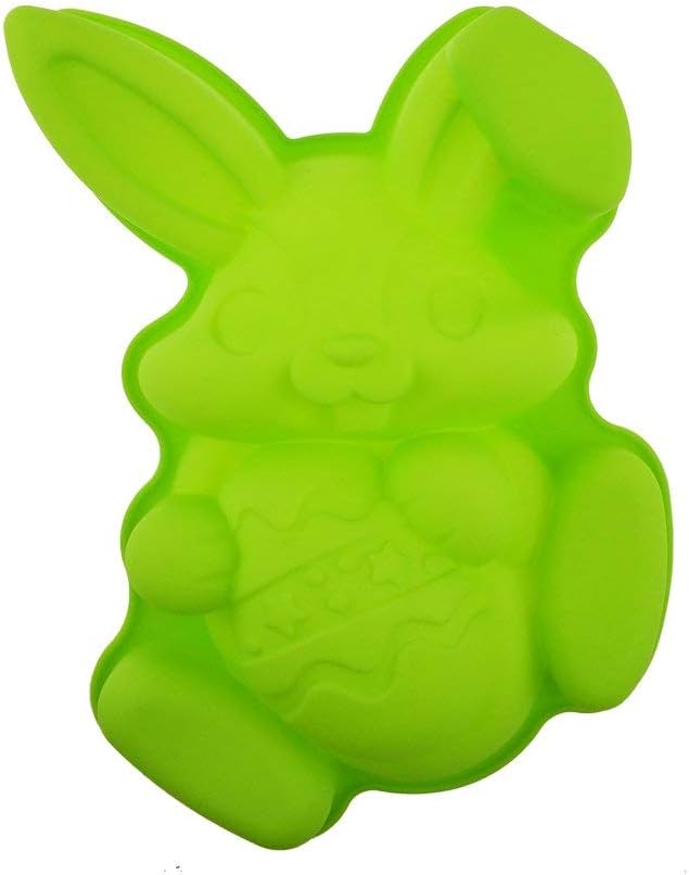 Non-stick Easter Bunny Silicone Cake Pan Mold for Baking, Rabbit Holding Egg