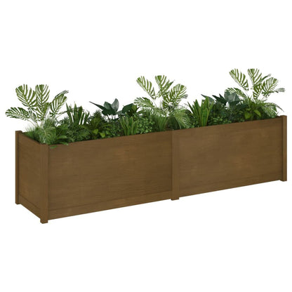 Foknhdi Honey Brown Raised Garden Bed Planter 78.7"x19.7"x19.7", Solid Pine Large Outdoor Planter Box for Flowers & Herbs, Rustic Tree Bed Assembly Needed for Patio Yard