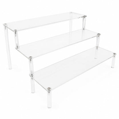 WEERSHUN 3 Tier Acrylic Display Stand Risers, Clear Tabletop Display Shelf for Perfume, Figures & Collectibles, Thick Acrylic Organizer for Cupcake, Cosmetics & Home Decoration