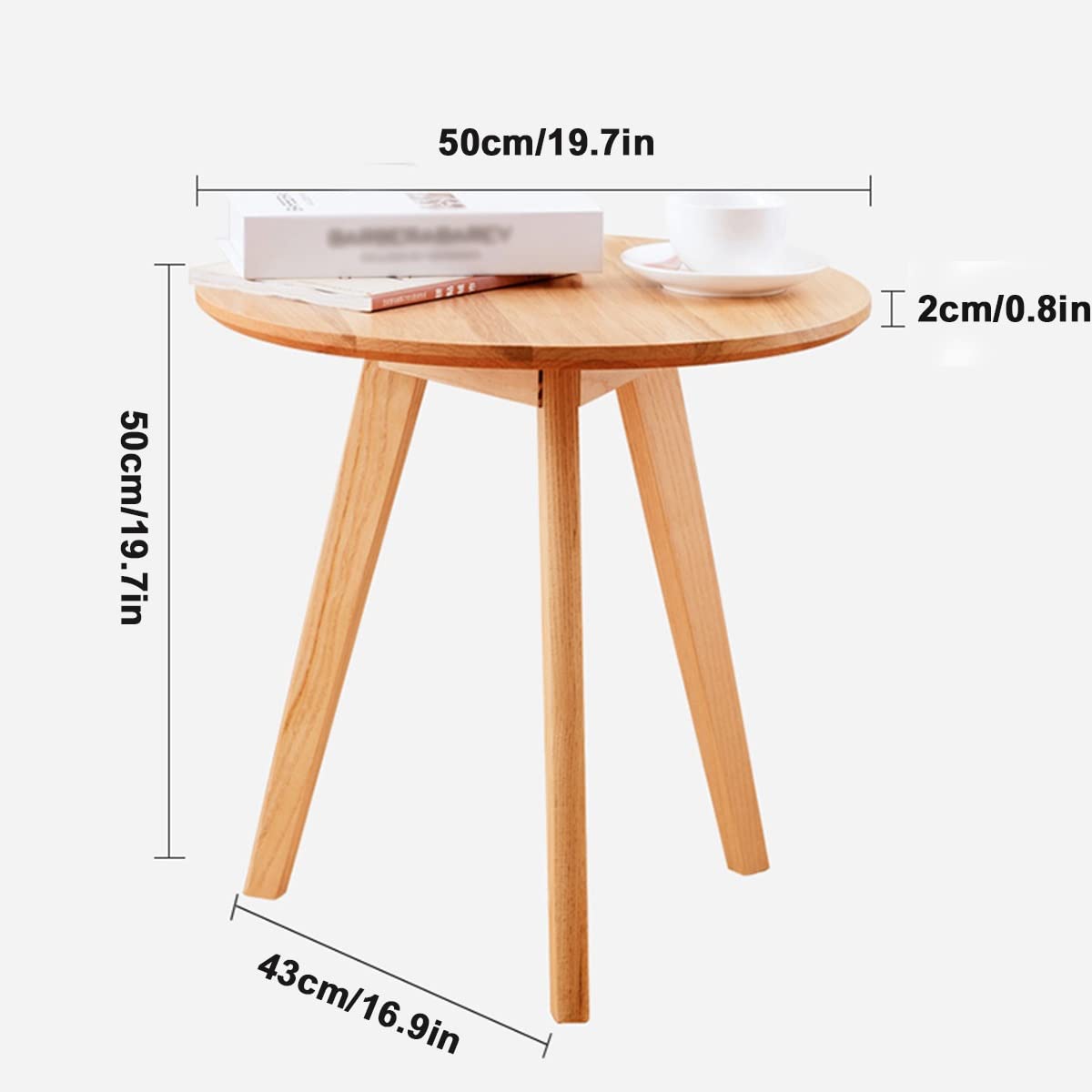 MHJKHG Round Coffee Table Living Room Wooden Coffee Table Balcony Small Table Small Dining Table Children's Game Table，Wood Color 50cm