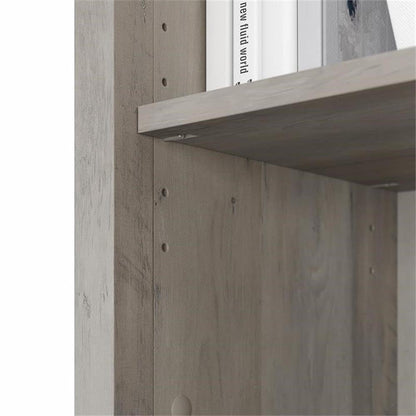 Bush Home Salinas Tall 5 Shelf Bookcase - Set of 2 in Driftwood Gray, Vertical Office Storage, Bookshelves for Home Workspace, Multi-Purpose Shelving Units