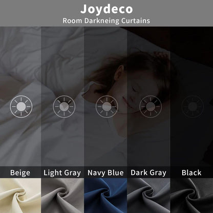 Joydeco Black Blackout Curtains 96 Inches Long, Thermal Insulated Curtains 2 Panels Set for Bedroom, Room Darkening Drapes for Living Room Window (W52 x L96 Inch, Black)