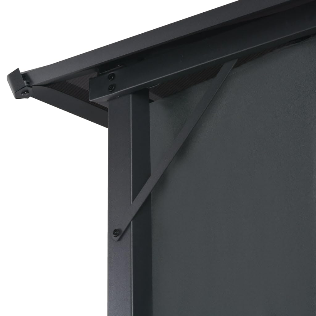 Gazebo with Curtain Aluminum 9.8'x9.8' Black, UV-Proof PC Roof, Outdoor Patio Canopy Tent for Events Outdoor Structures