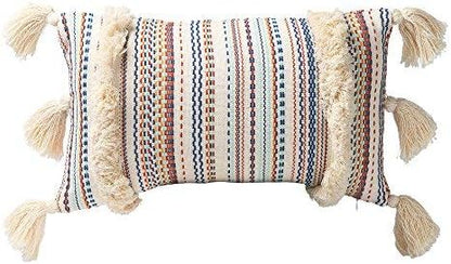 Boho Pillow Covers, Decorative Throw Pillow Tassel Sham Cushion Covers, 12"X20" (Multi)