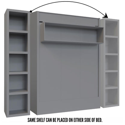 Oakland Living Easy-Lift Queen Murphy Wall Bed in Grey with Bookshelf