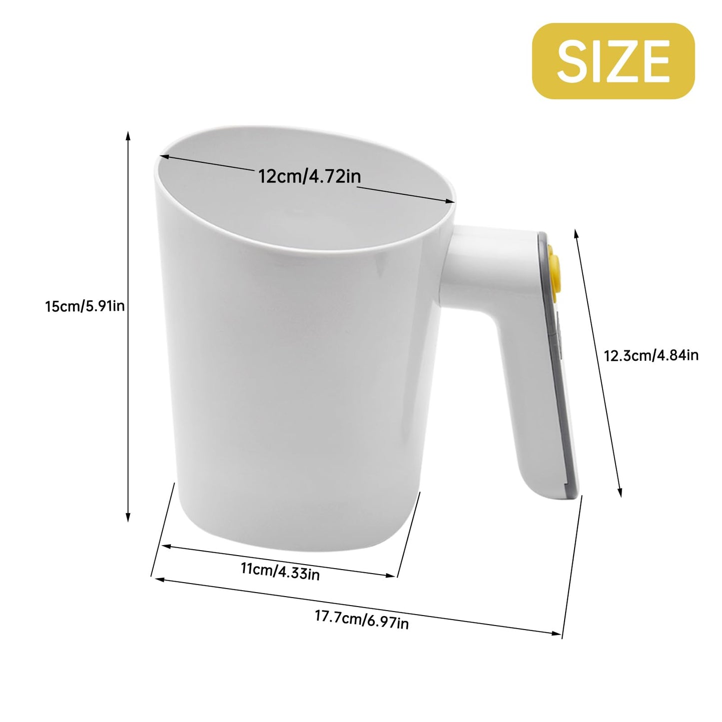 Electric Flour Sifter, Handheld Battery Operated Stainless Steel Mesh Shaker, Fine Mesh Cup Shape Powder Shaker Strainer Kitchen Cooking Baking Pastry Tools 4 Cup/1L Capacity