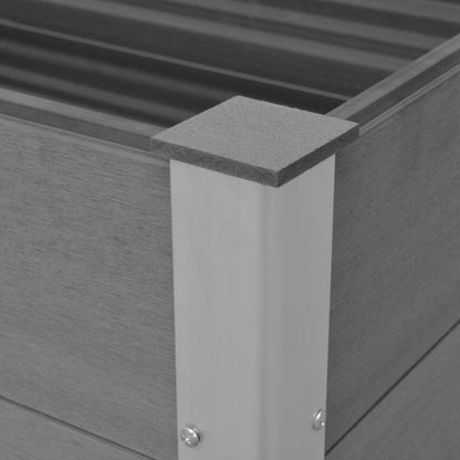 Tmriohed Grey WPC Garden Raised Bed 39.4 x 39.4 x 35.8 in Square Outdoor Planter Box, Wood-Plastic Composite & Aluminum Frame, Large Planter for Patio Balcony Deck Yard