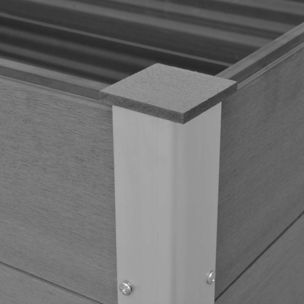 Foknhdi 39.4 x 39.4 x 35.8 in Grey Raised Garden Bed Outdoor, Large Square WPC Planter Box with Aluminum Frame for Patio, Balcony, Yard Herb & Vegetable Growing