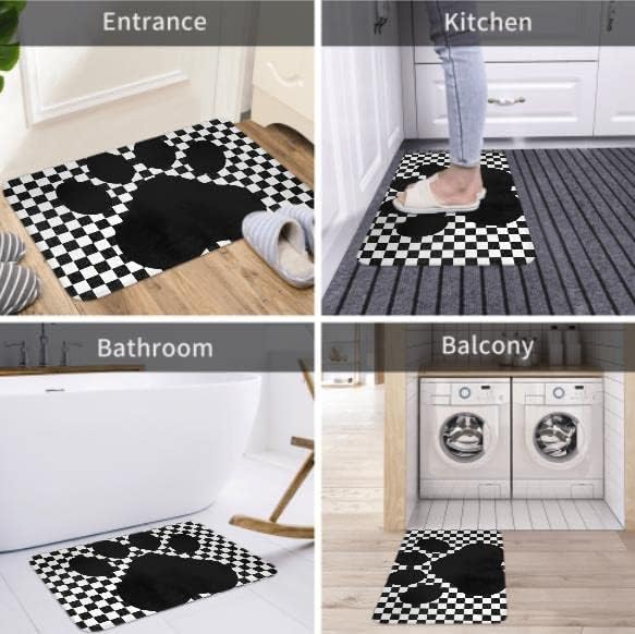 Welcome to Our Home Black Cat Doormat, Cat Lovers Decorative Welcome Mats, Non-Slip Absorbent Mud Trapper 16x24 Inch