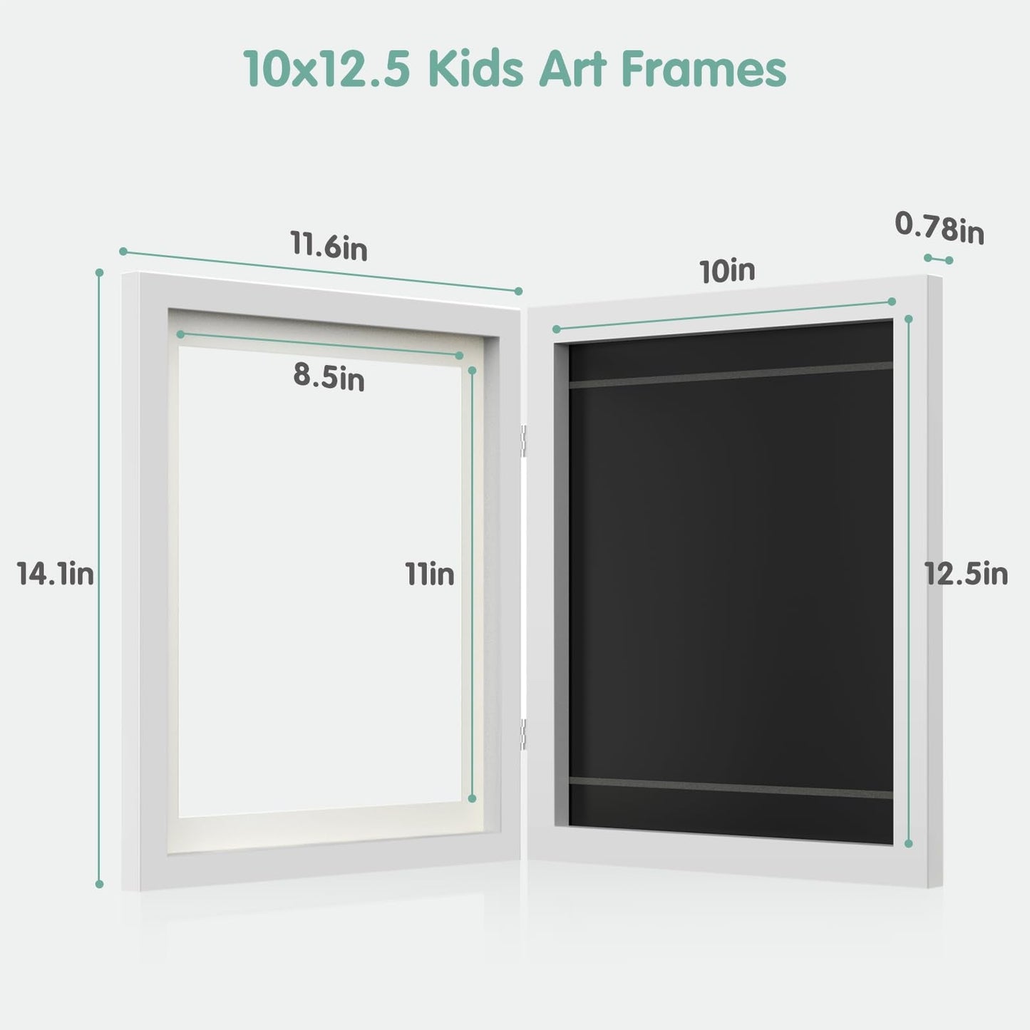 Hsypti Kids Art Frames, Kids Artwork Frames Changeable 8.5 x11 with Mat and 10 x12.5 Without Mat, Front Opening Holds 100 Drawings for Drawings, Artworks, Children Art Projects 4 Pack White