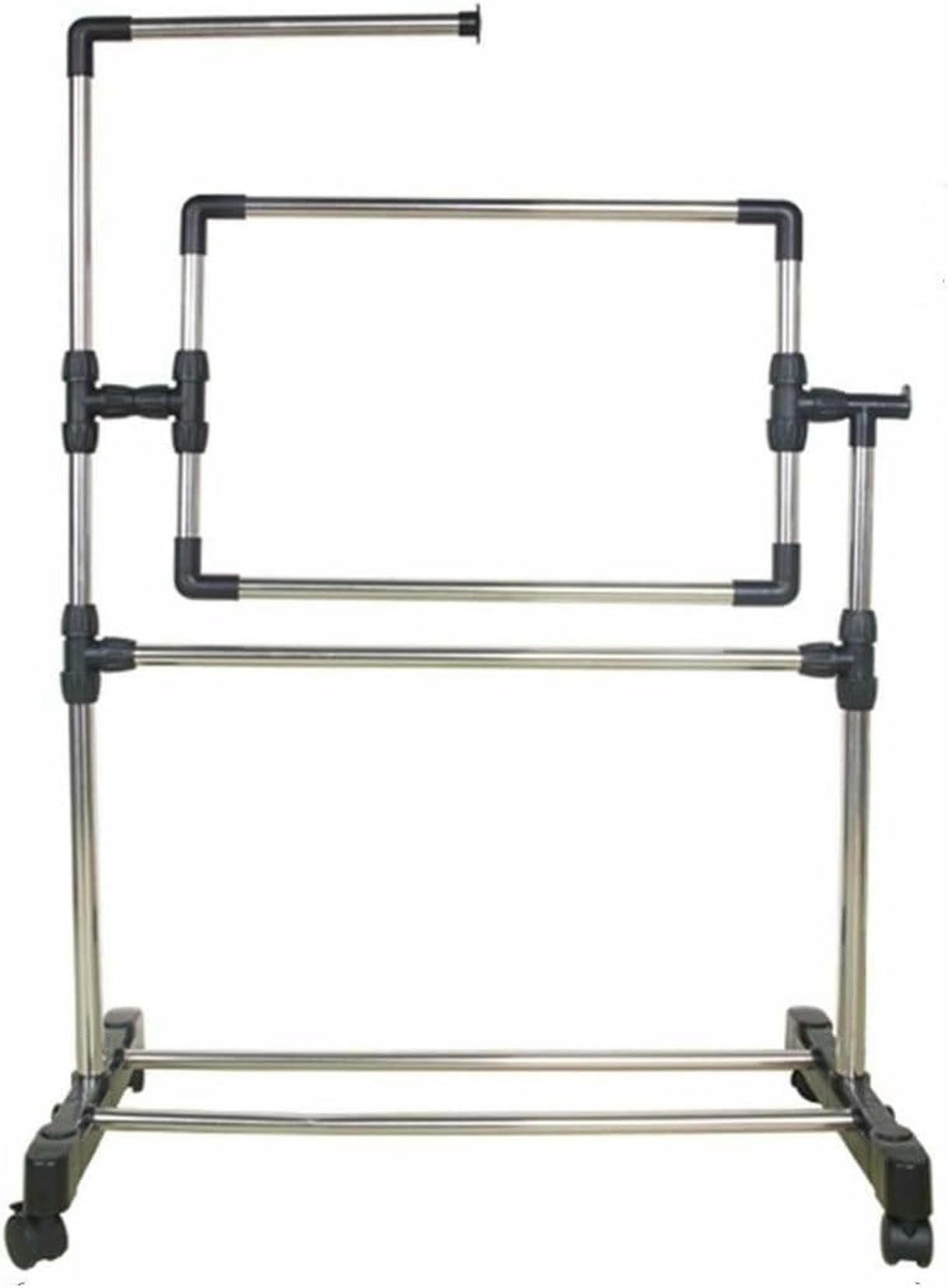 Stainless Steel Adjustable Height Embroidery Stand Cross Stitch Frame,360 Degrees Rotatable Wooden Floor Tabletop Tapestry Frame Craft Stand,Standing Lap Table for Art Craft Sewing Holder~/