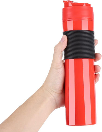 Coffee Bottle, 350ml Portable Coffee Press Bottle for Travelling, Tea Coffee Maker, Red