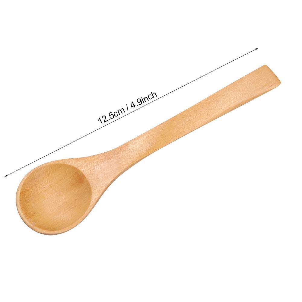 30Pcs Wooden Spoons for Cooking Dishwasher healthy Mini Spoon Eating Kitchen Condiment Tools Ice cream Sugar Honey Coffee Teaspoon(4.9inch)