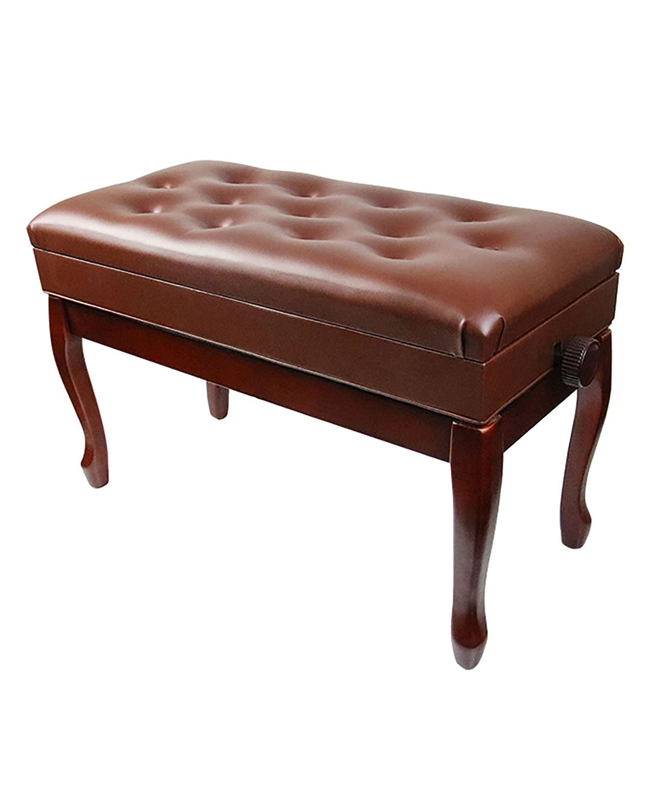 EliteBloom Piano Bench with Genuine Leather Cushion and Elegant Horseshoe Stool Legs Keyboard Bench Piano Stool, 10Cm Height Adjustable, 76 X 36 X 48-58Cm,