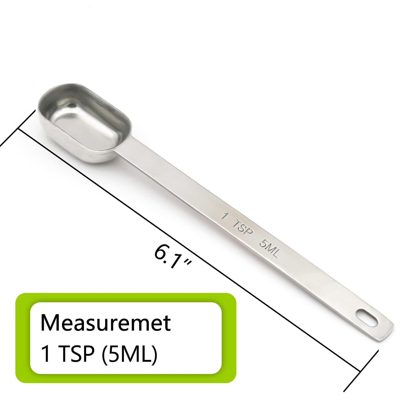BERYLER 3PCS 1tsp (1/3tbsp, 5ml) Single Measuring Spoon, Stainless Steel Long Handle Individual Teaspoons Only