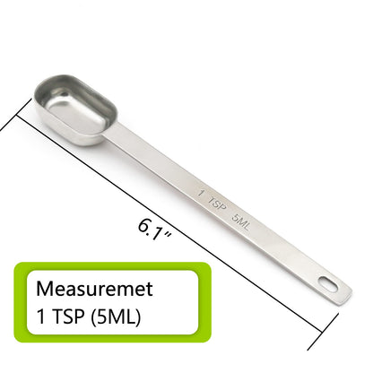 BERYLER 3PCS 1tsp (1/3tbsp, 5ml) Single Measuring Spoon, Stainless Steel Long Handle Individual Teaspoons Only