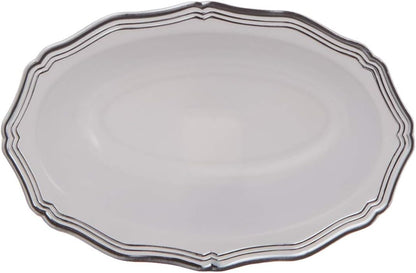 DecorLine Elegant Aristocrat Collection Dessert Bowls White/Silver (Pack of 10) - Perfect for Special Occasions &