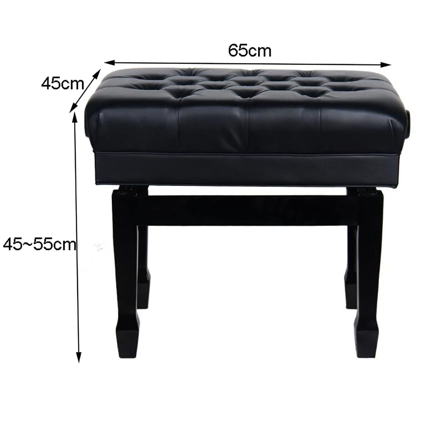 FKTHYO Piano Stool Luxury Leather Piano Stool Solid Wood Piano Bench with Large Storage Box,Adjustable Height,Comfortable and Ergonomic
