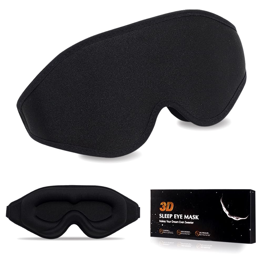 3D Contoured Sleep Mask for Women Men,Effective Light Blocking Eye Mask Sleeping Soft Night Blindfold with Adjustable Strap(Pink)