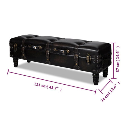 HPUYRFG Dark Brown Travel Trunk Storage Bench 43.7" with Faux Leather Seat and Wooden Frame