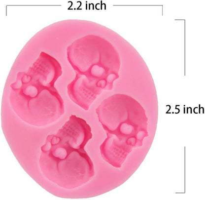 Chocolate Candy Molds, Halloween Skulls Silicone Fondant Mold Set of 3 for Cake Decoration