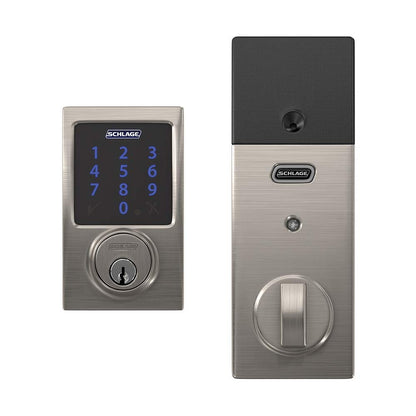 SCHLAGE BE469ZP CAM 605 Connect Smart Deadbolt With Alarm Inbuilt Camelot Trim In Bright Brass